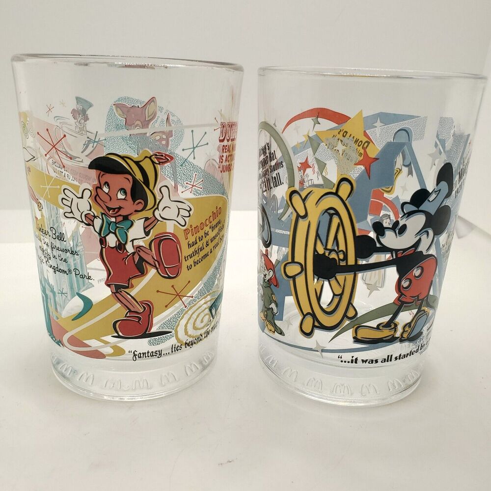 VINTAGE DISNEY 100 YEARS OF MAGIC ANNIVERSARY GLASSES (SET OF TWO)